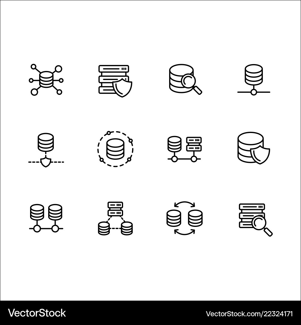 Database Icon Set - Data Management vector image