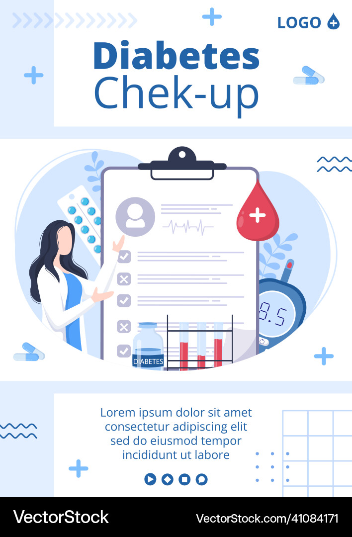 Diabetes testing flyer template flat design Diabetes testing flyer template flat design vector image