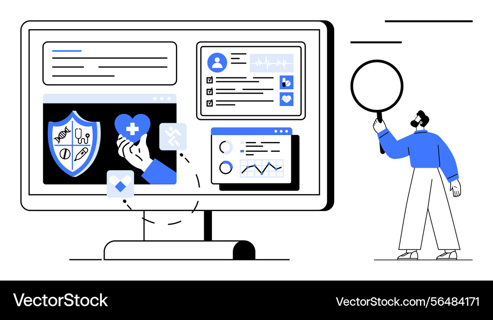 Digital health dashboard with analytics and user Digital health dashboard with analytics and user Vector Image