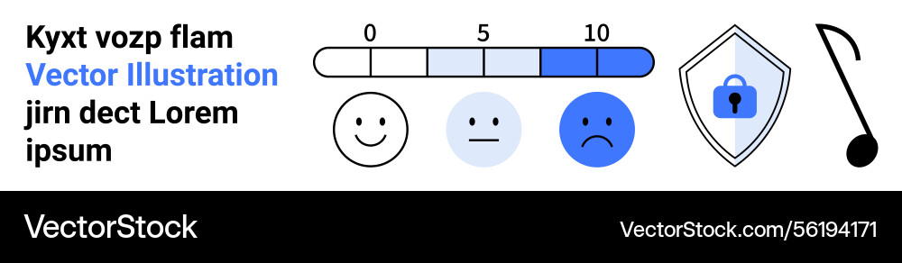 Feedback rating scale with emoticons and security Feedback rating scale with emoticons and security vector image