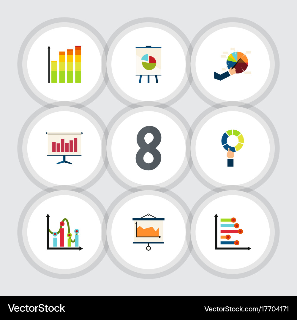 Flat icon chart set of segment graph statistic Vector Image