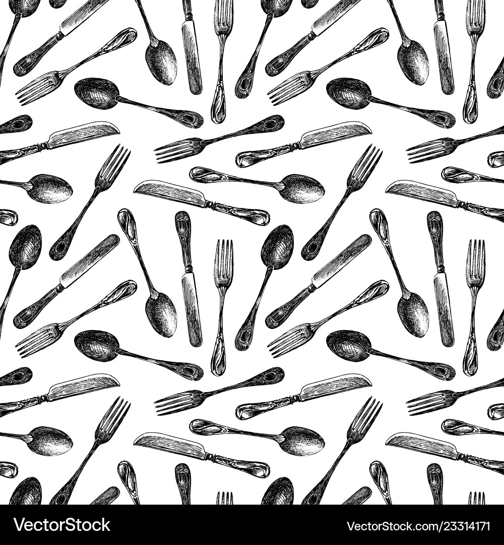 Flatware Seamless Pattern vector image