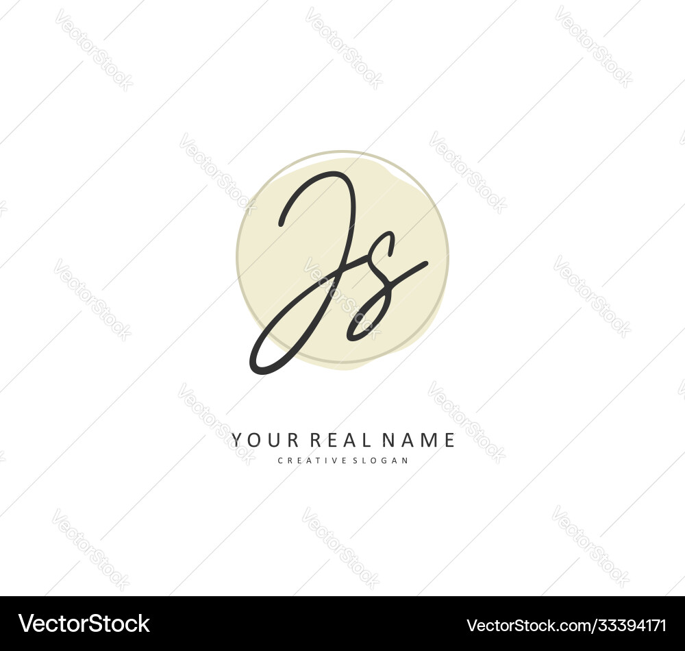 J s js initial letter handwriting and signature vector image