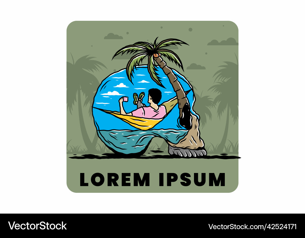 Man on hammock in skull shape Man on hammock in skull shape vector image
