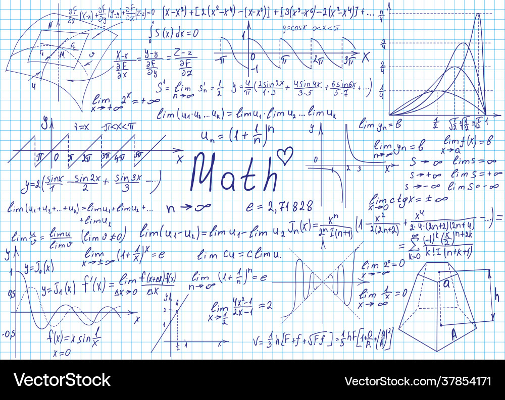 Mathematical formulas drawn hand on a notebook Mathematical formulas drawn hand on a notebook vector image