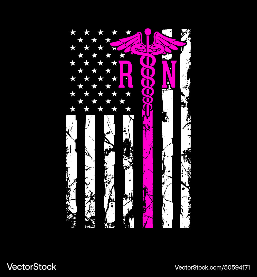 Rn registered nurse caduceus on american flag Rn registered nurse caduceus on american flag vector image