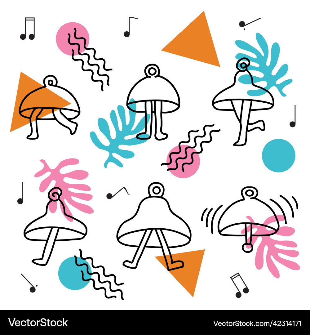 Sampless pattern with bell and abstract elements Vector Image