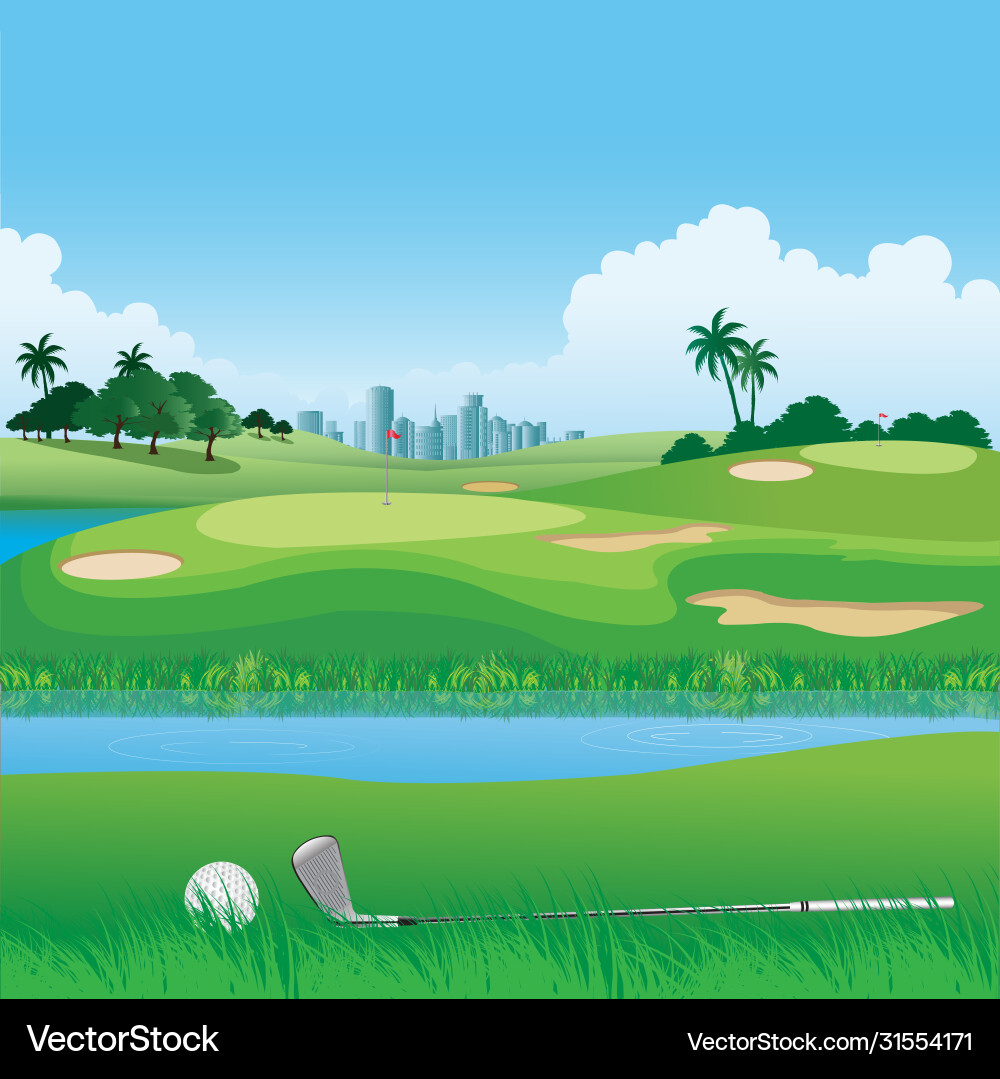 Scenic Golf Course Landscape Royalty Free Vector Image