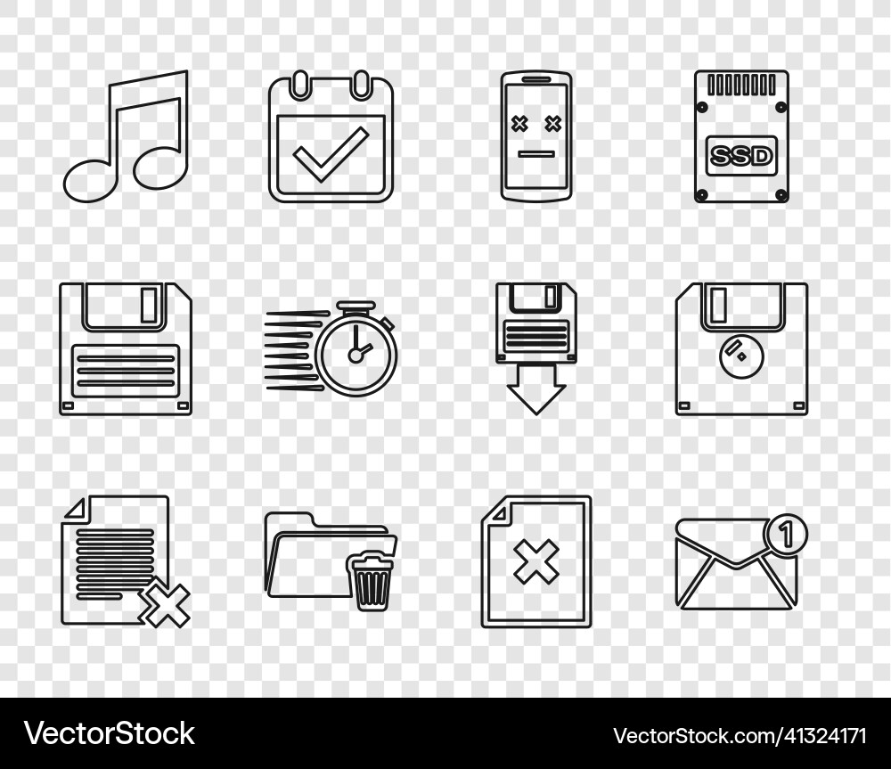 Set line delete file document new email incoming Set line delete file document new email incoming vector image