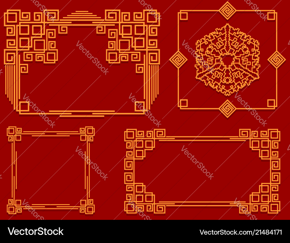 Set of frames in chinese style for design vector image