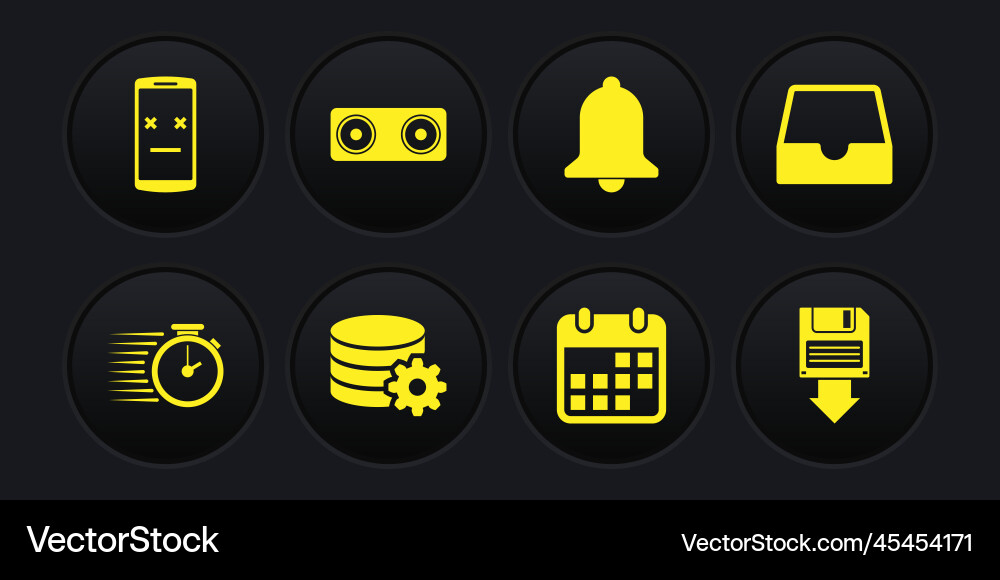 Set stopwatch social media inbox setting Set stopwatch social media inbox setting vector image