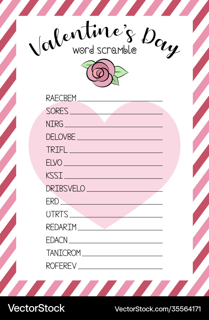 valentines-day-word-scramble-royalty-free-vector-image for Valentines Word Scramble Free Printable Valentines day word scramble Royalty Free Vector Image for Valentines Word Scramble Free Printable