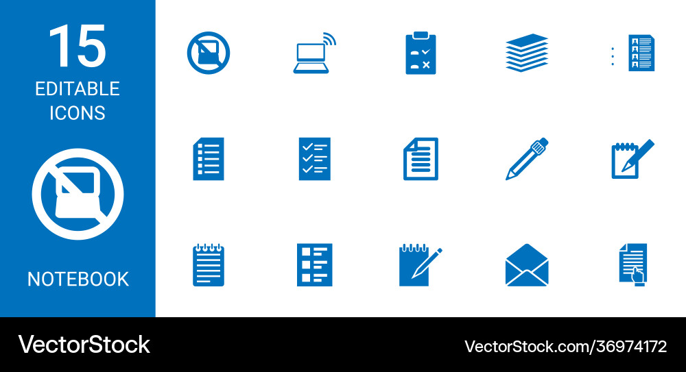 15 notebook icons Vector Image