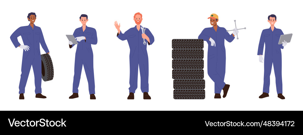 Auto mechanic character in uniform with tools Auto mechanic character in uniform with tools vector image