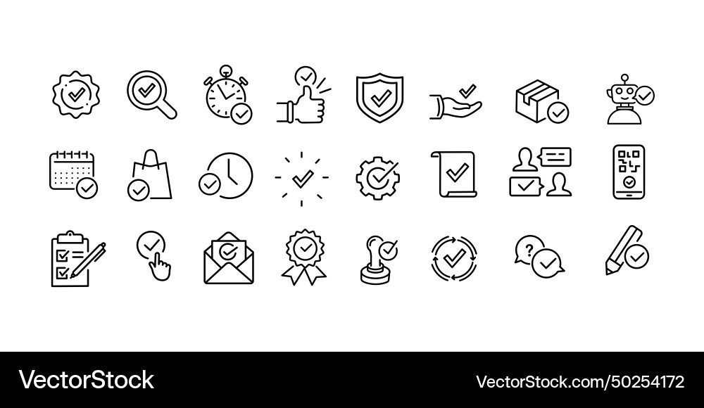 Check marks sign - thin line web icon set Check marks sign - thin line web icon set vector image