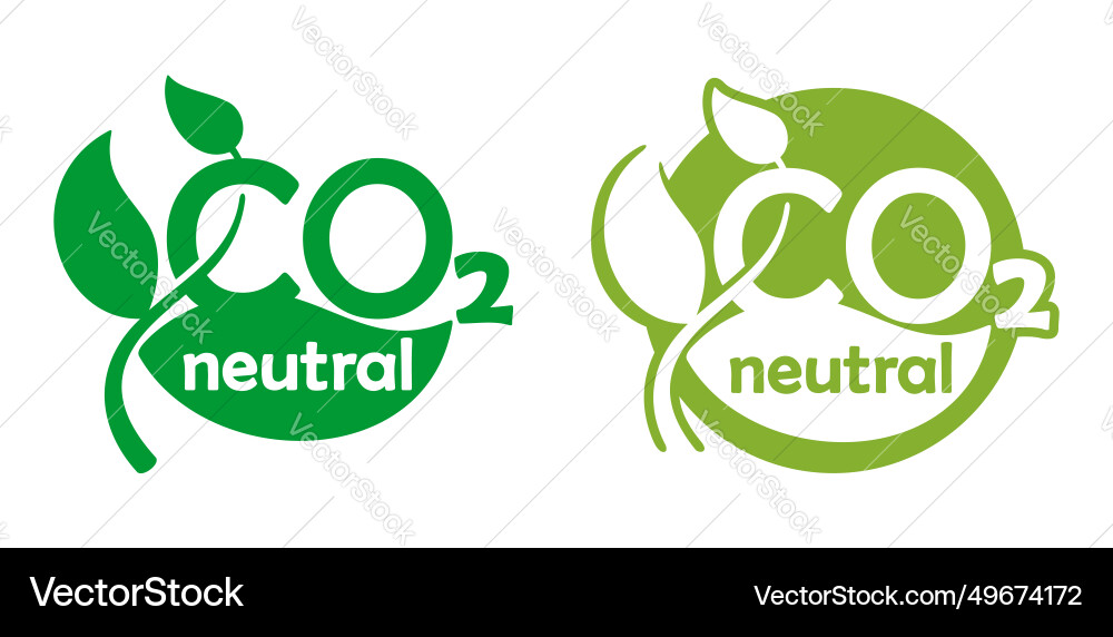 Co2 neutral - net zero carbon label Royalty Free Vector