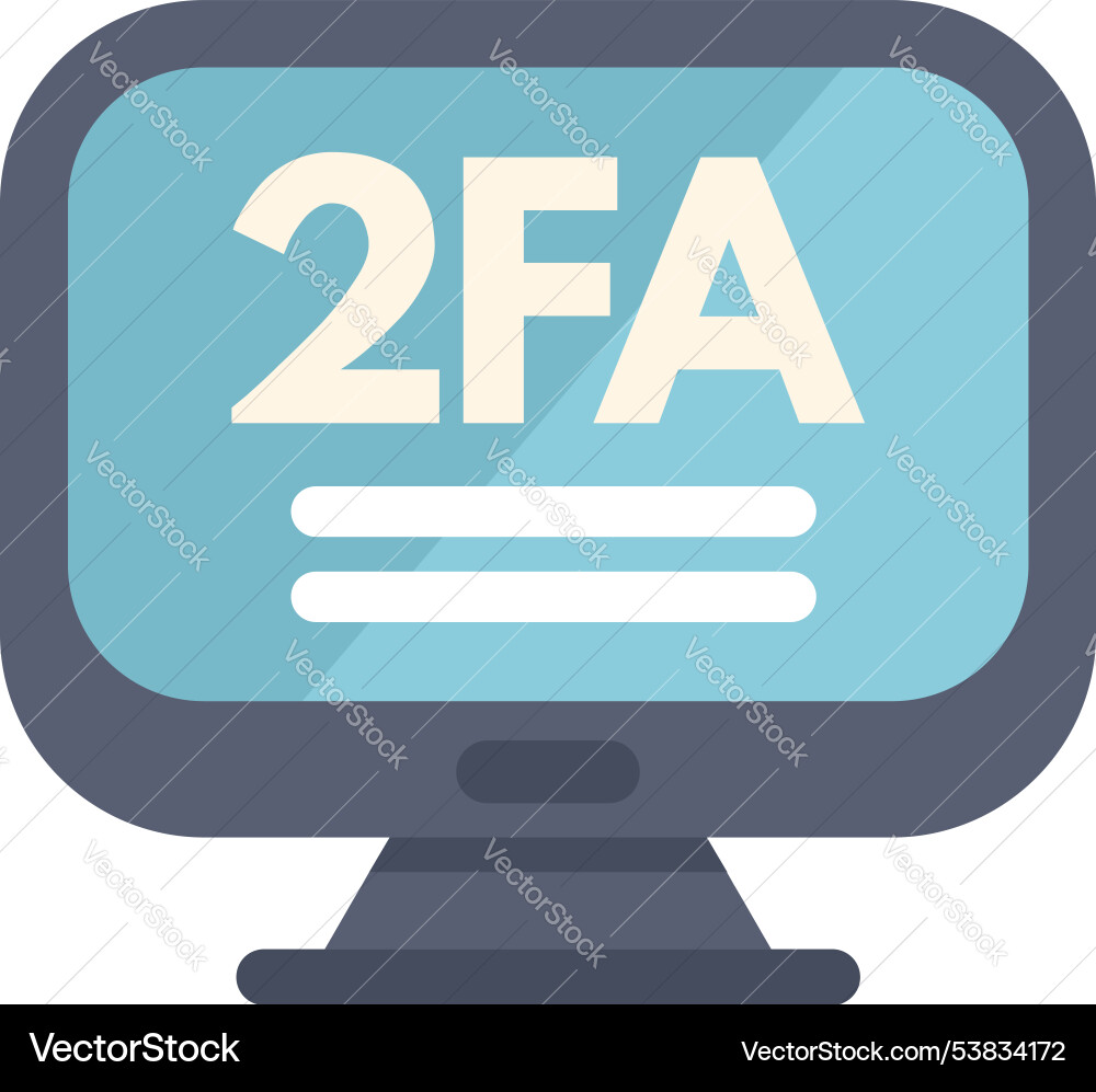 Computer monitor displaying two factor Computer monitor displaying two factor vector image