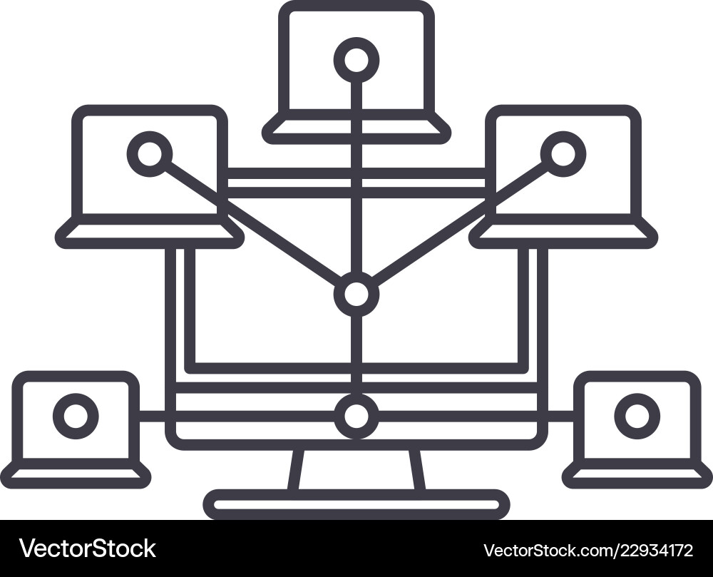 Computer network line icon concept Computer network line icon concept vector image