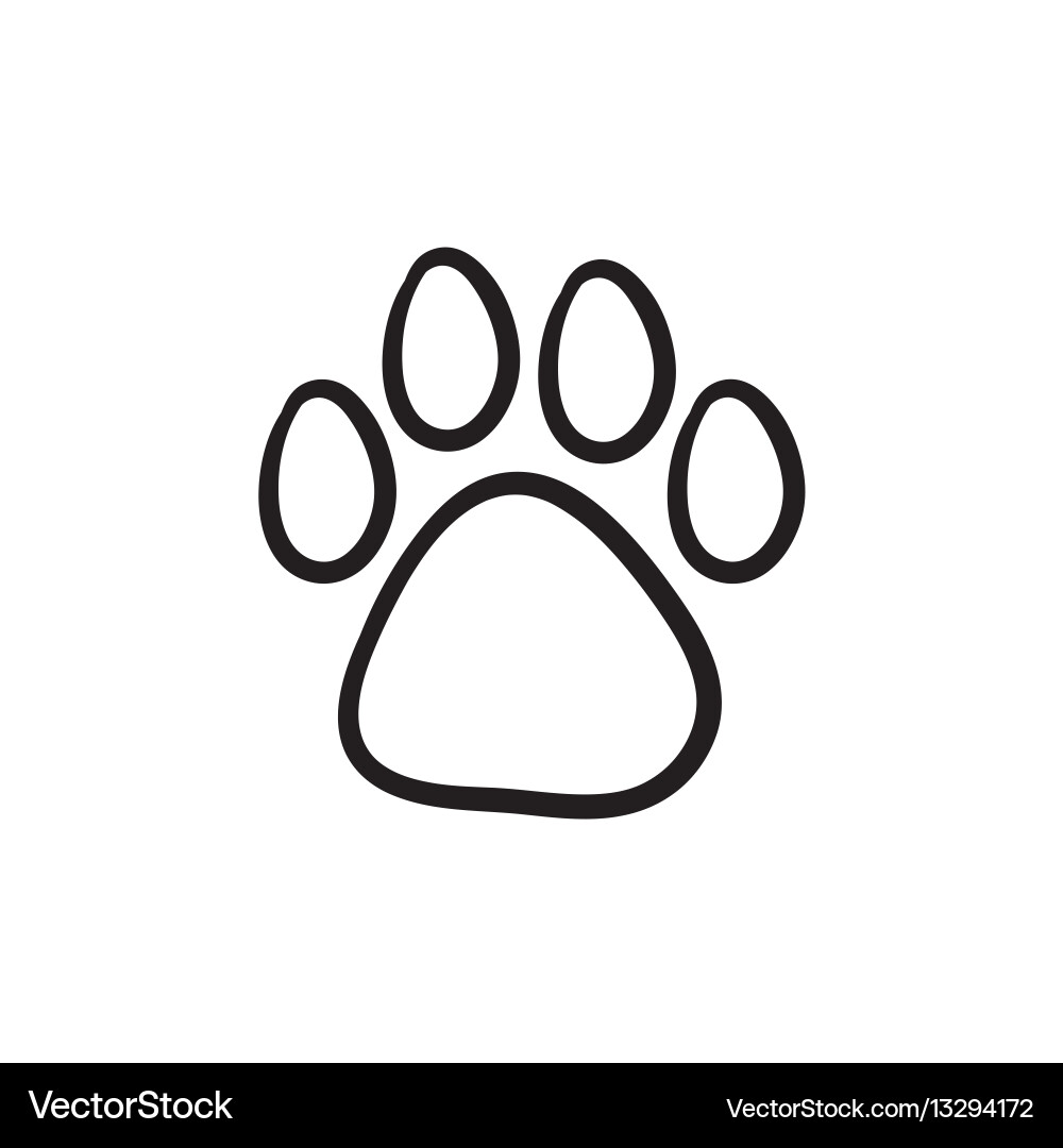 Cute Paw Print Sketch Icon Vector Image