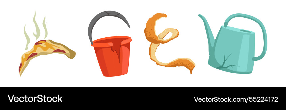 Different garbage and waste type object set Different garbage and waste type object set vector image