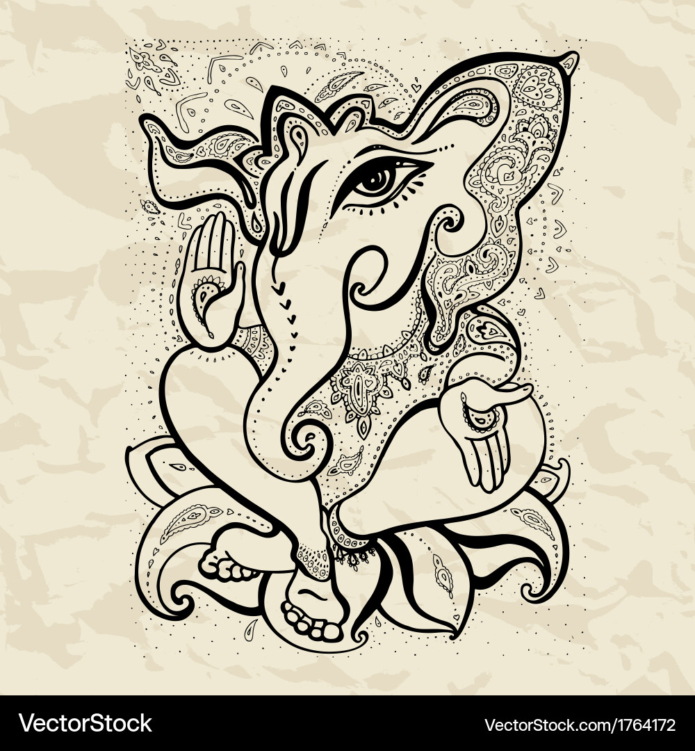Hand Drawn Ganesha vector image