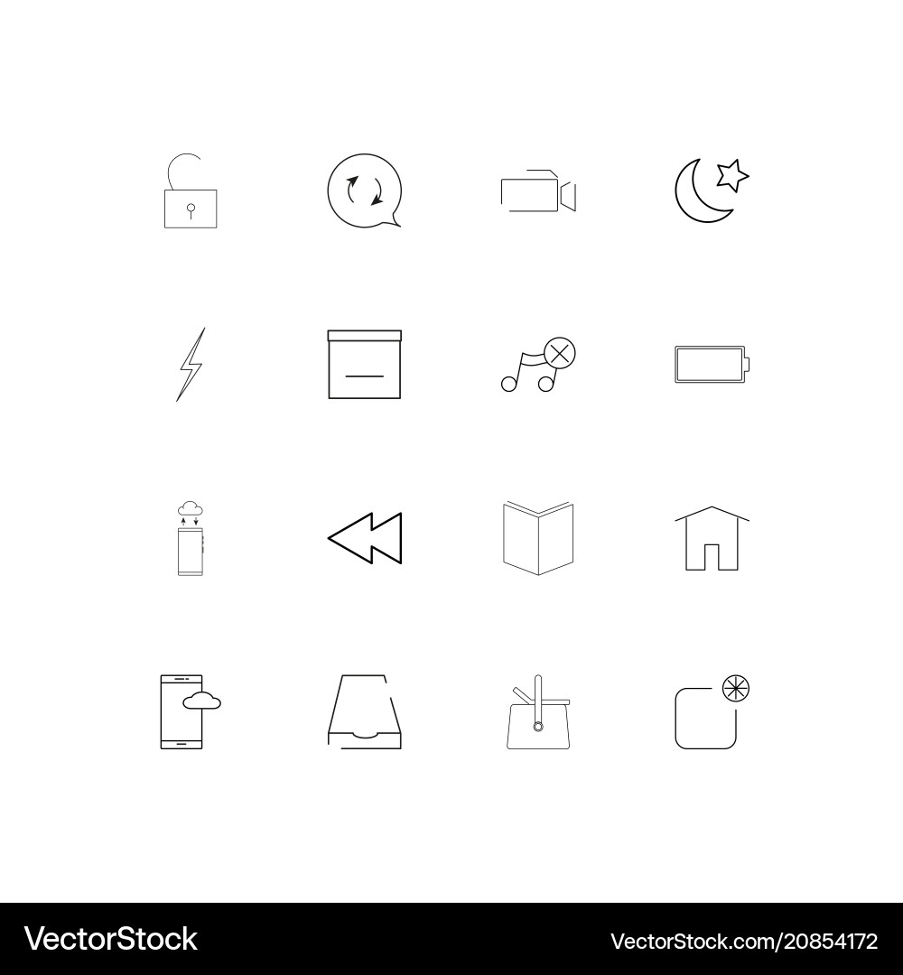 Interface linear thin icons set outlined simple vector image