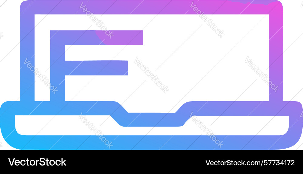 Laptop with f letter display gradient icon Vector Image