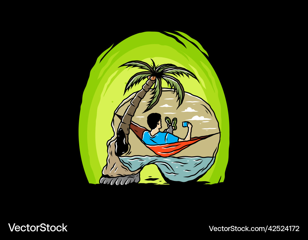 Man on hammock in skull shape Man on hammock in skull shape vector image