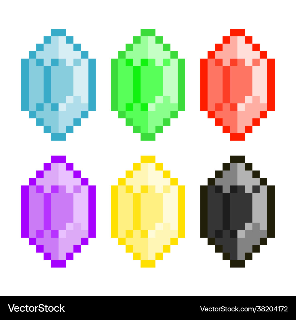 Pixel gemstone image for 8 bit game assets vector image