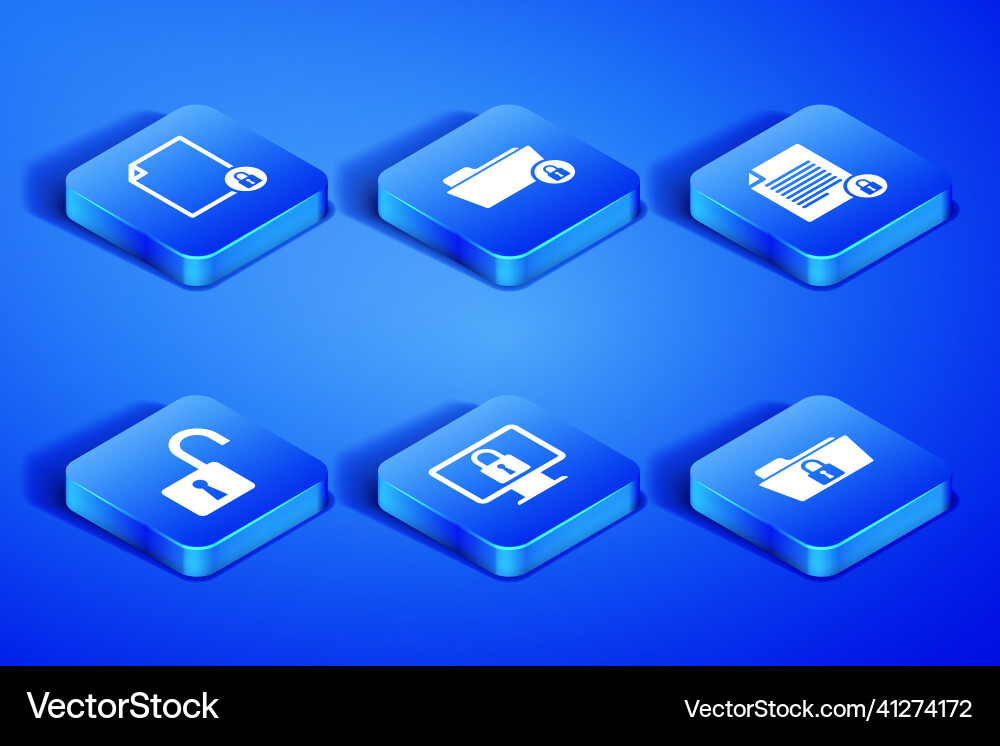 Set folder and lock document on monitor Set folder and lock document on monitor vector image