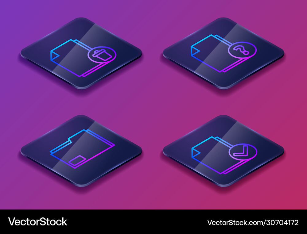 Set isometric line delete file document Set isometric line delete file document vector image