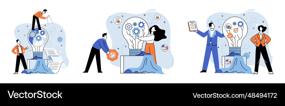 Team solving complex problems teamwork metaphor Team solving complex problems teamwork metaphor vector image