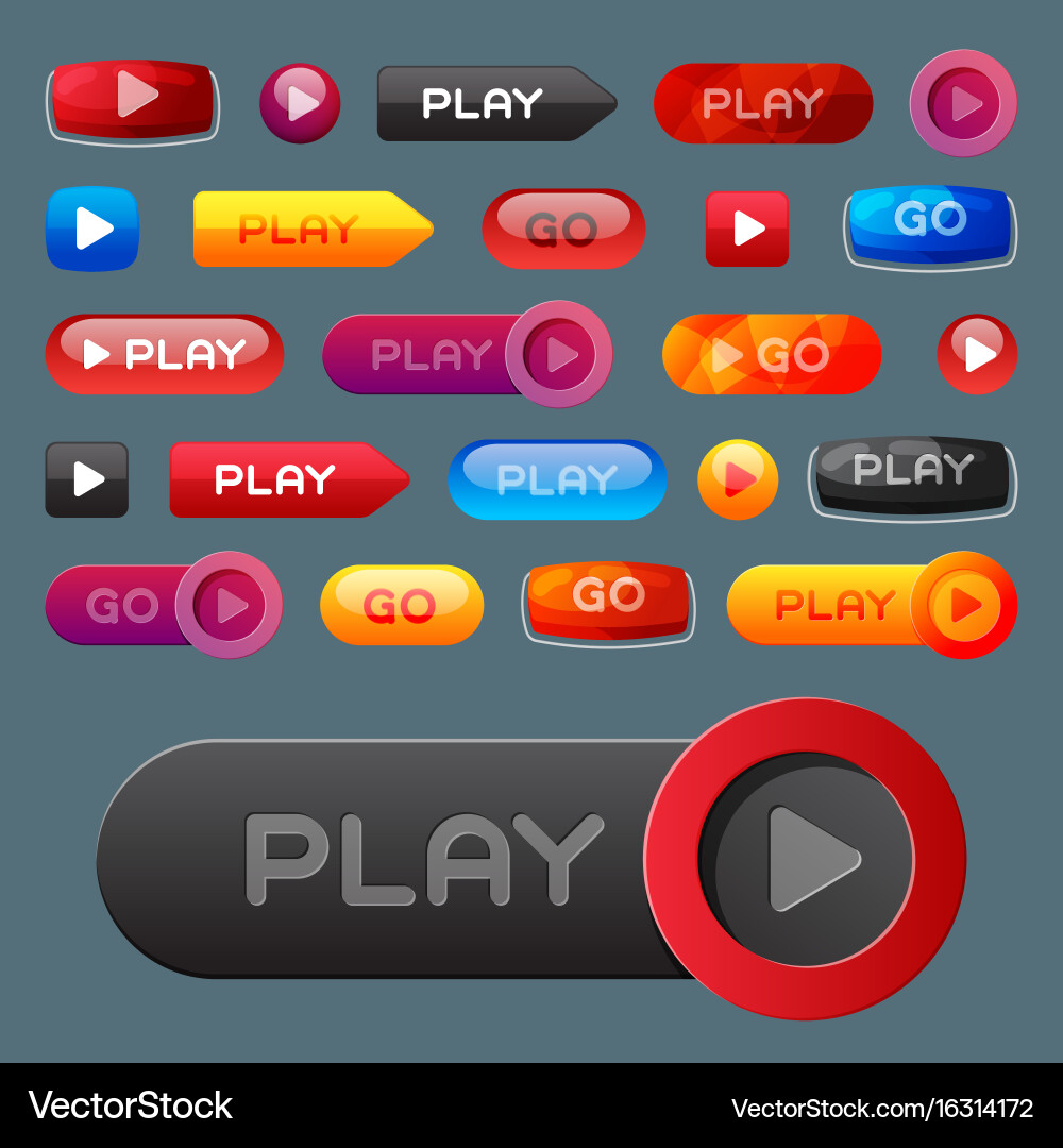 Ui interface button play media internet website vector image