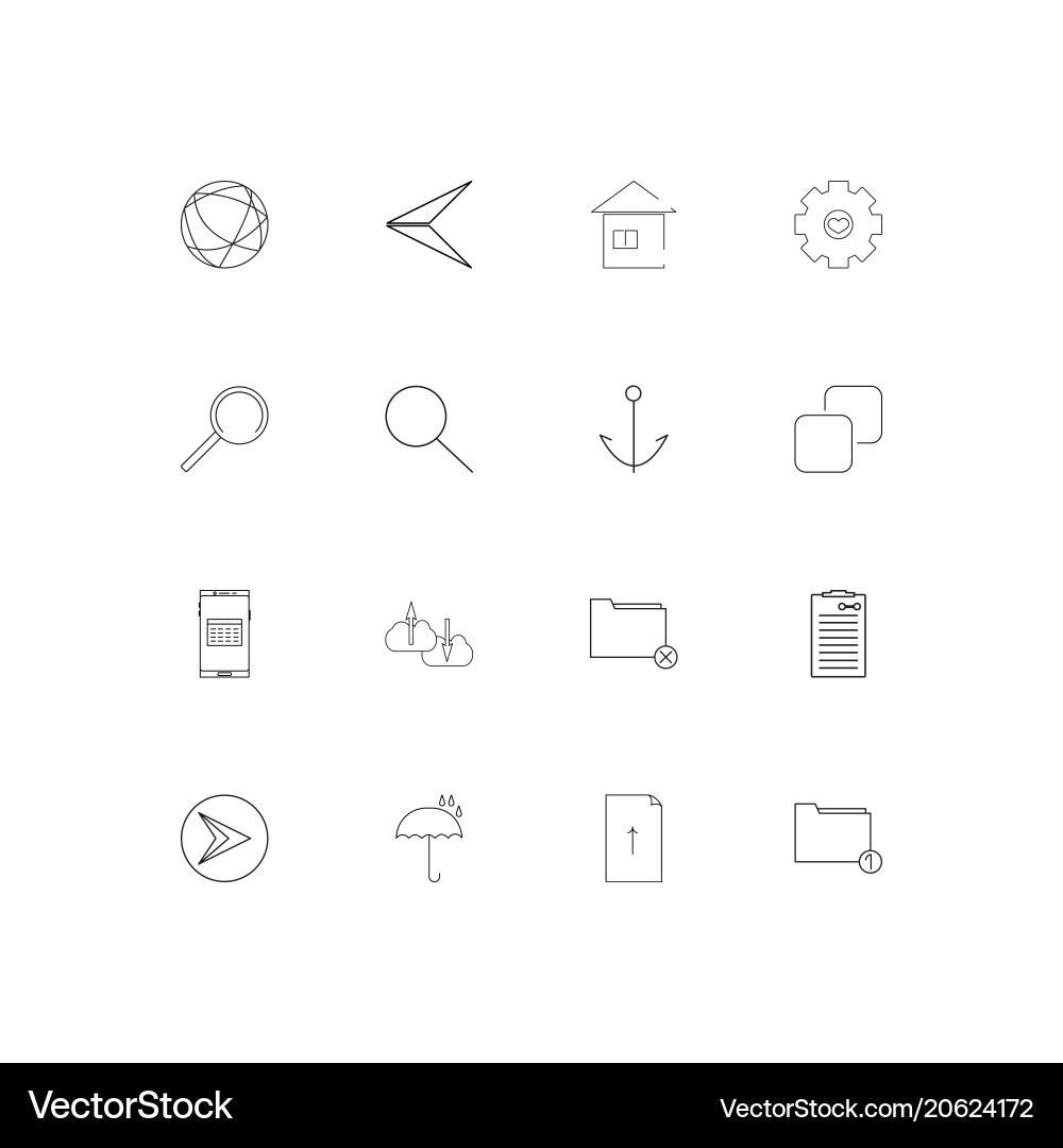 Web und Text einfache lineare Symbole gesetzt umrissen Web und Text einfache lineare Symbole gesetzt umrissen vektorbild