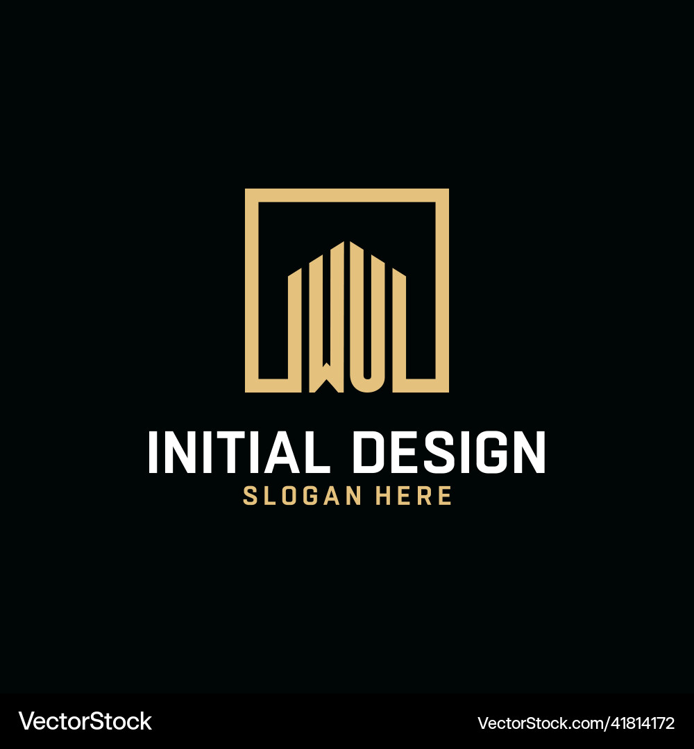 Wu initial monogram logo design with square shape Wu initial monogram logo design with square shape vector image