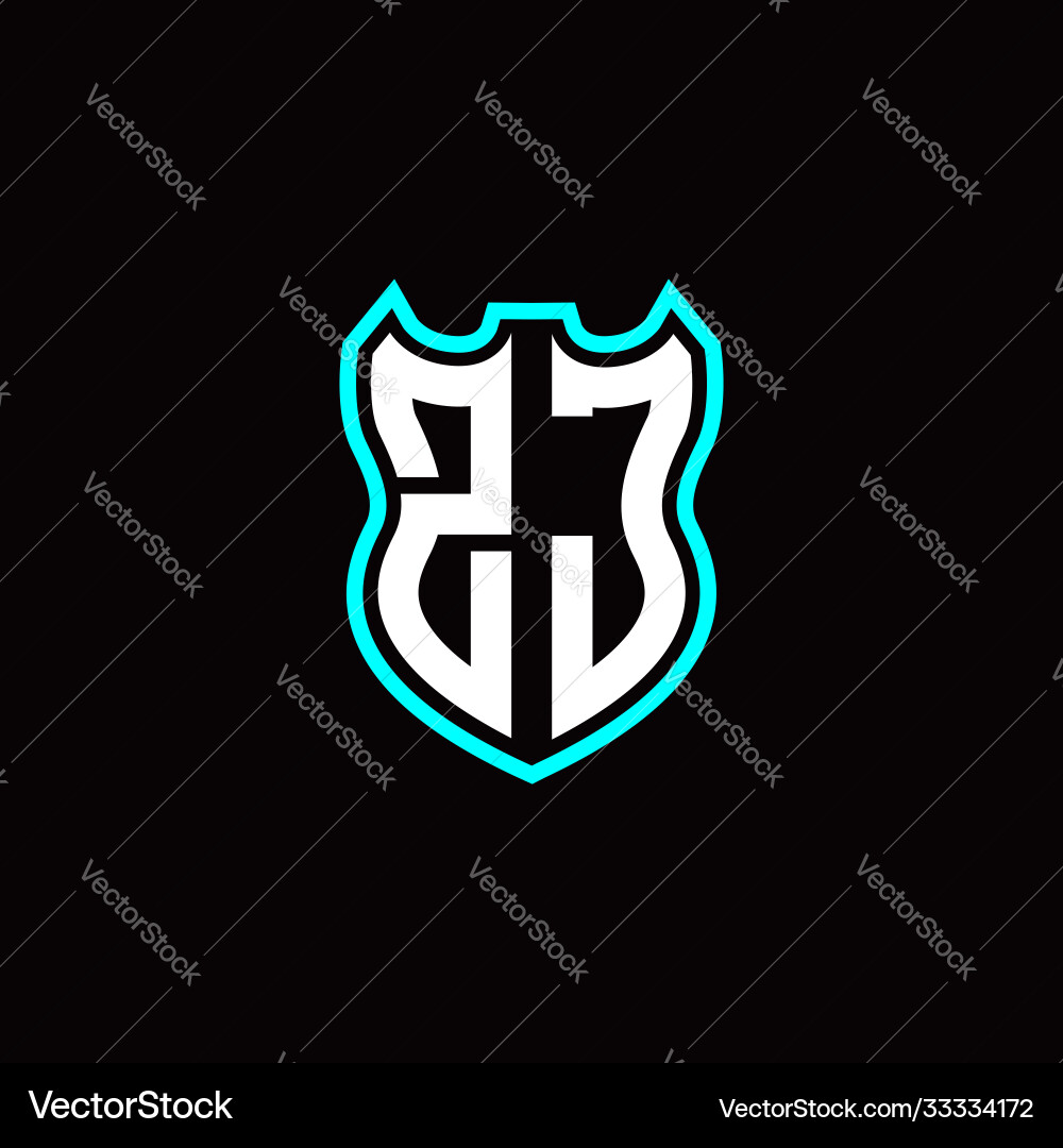 Z j initial logo design with shield shape Z j initial logo design with shield shape vector image