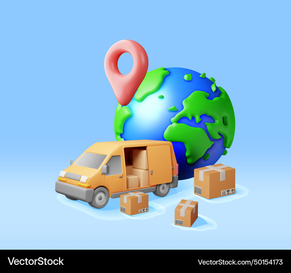 3d Lieferwagen und Kartons 3d Lieferwagen und Kartons vektorbild