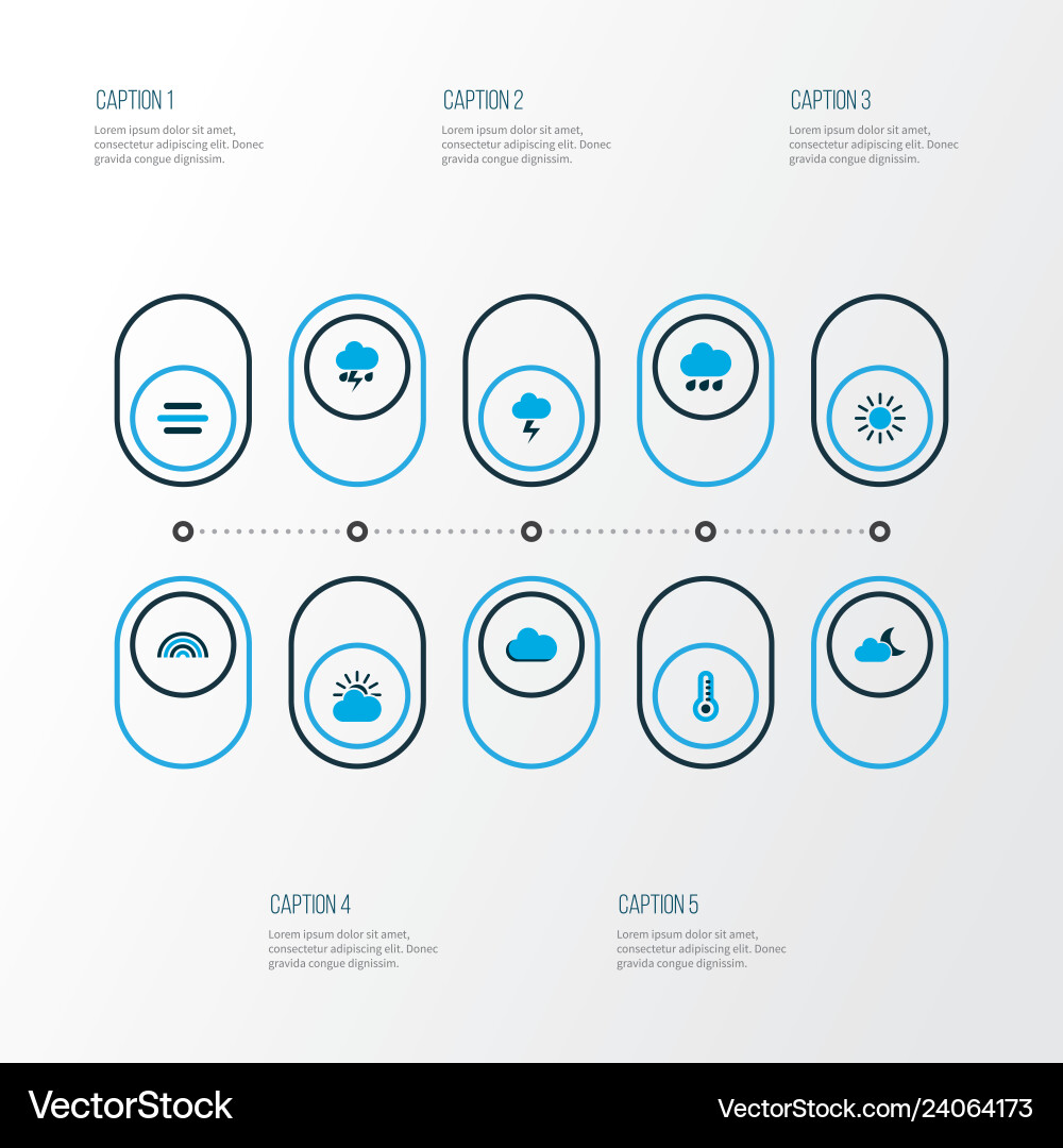 Air icons colored set with sun stormy cloud Air icons colored set with sun stormy cloud vector image