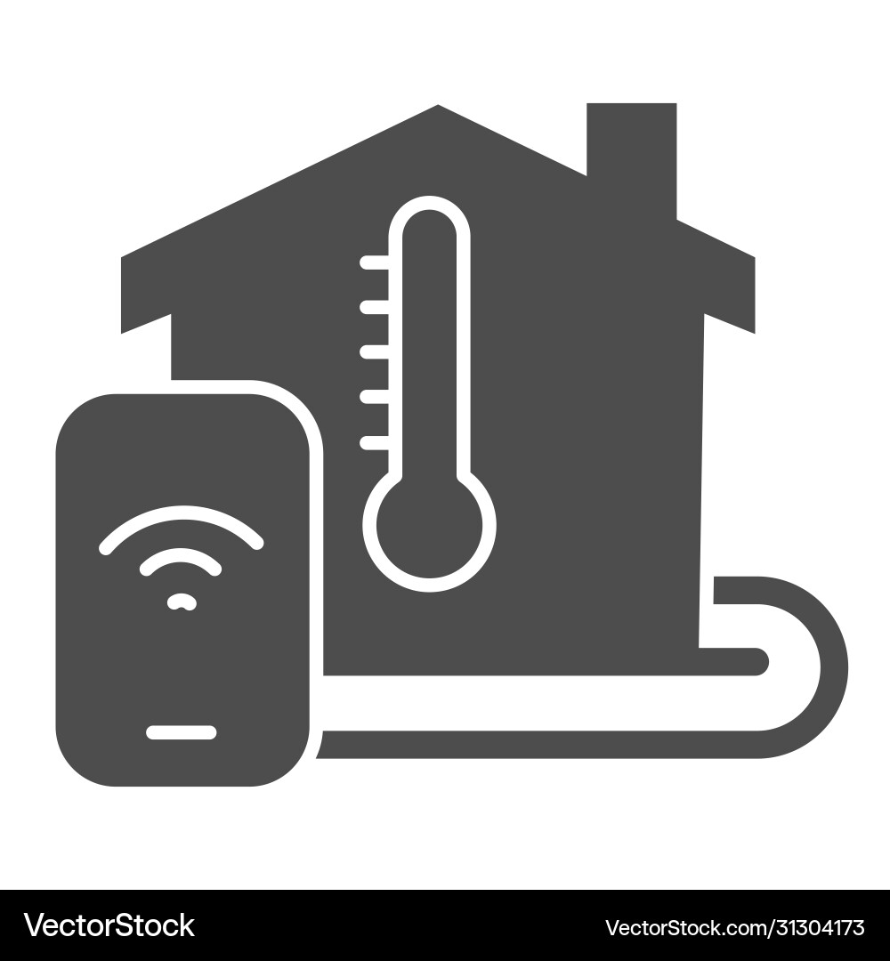 Building and thermometer with smartphone solid Building and thermometer with smartphone solid vector image