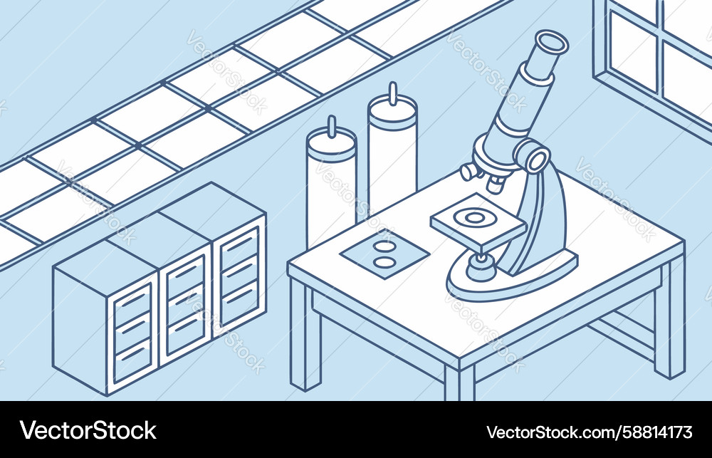 Clean laboratory workspace with microscope Vector Image