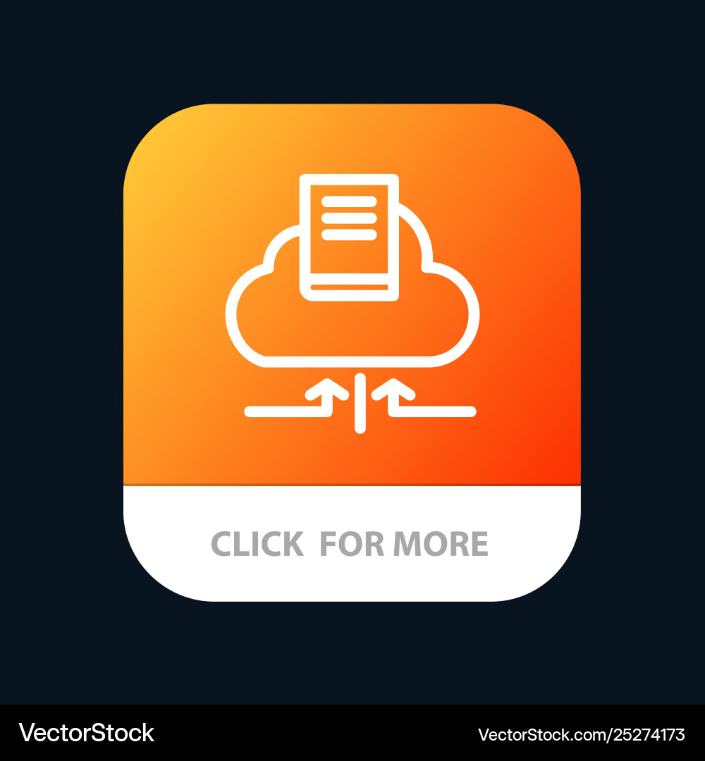 Cloud arrow book notebook mobile app button Cloud arrow book notebook mobile app button vector image