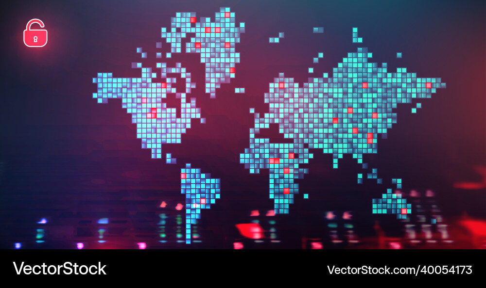 Cyber attack background with map of the world Cyber attack background with map of the world vector image