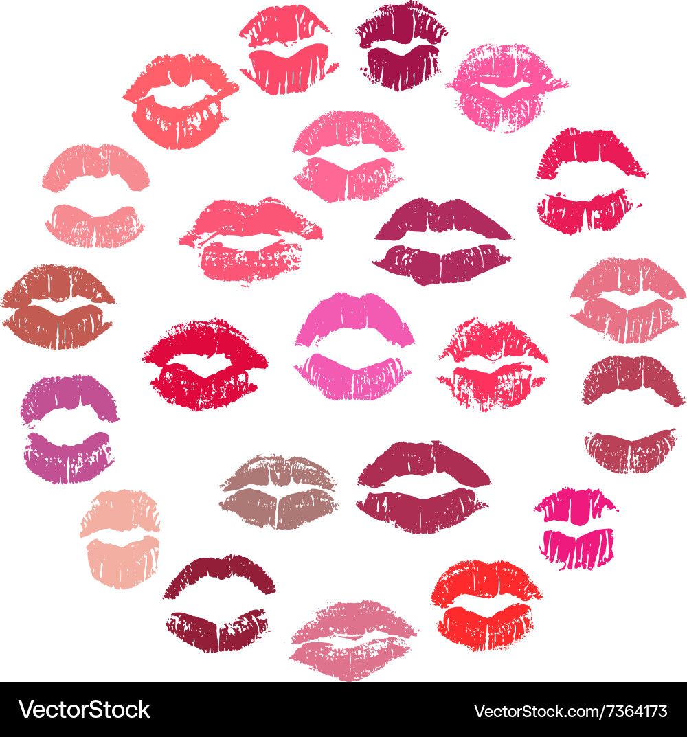 Decorative element with imprints of lipstick Vector Image
