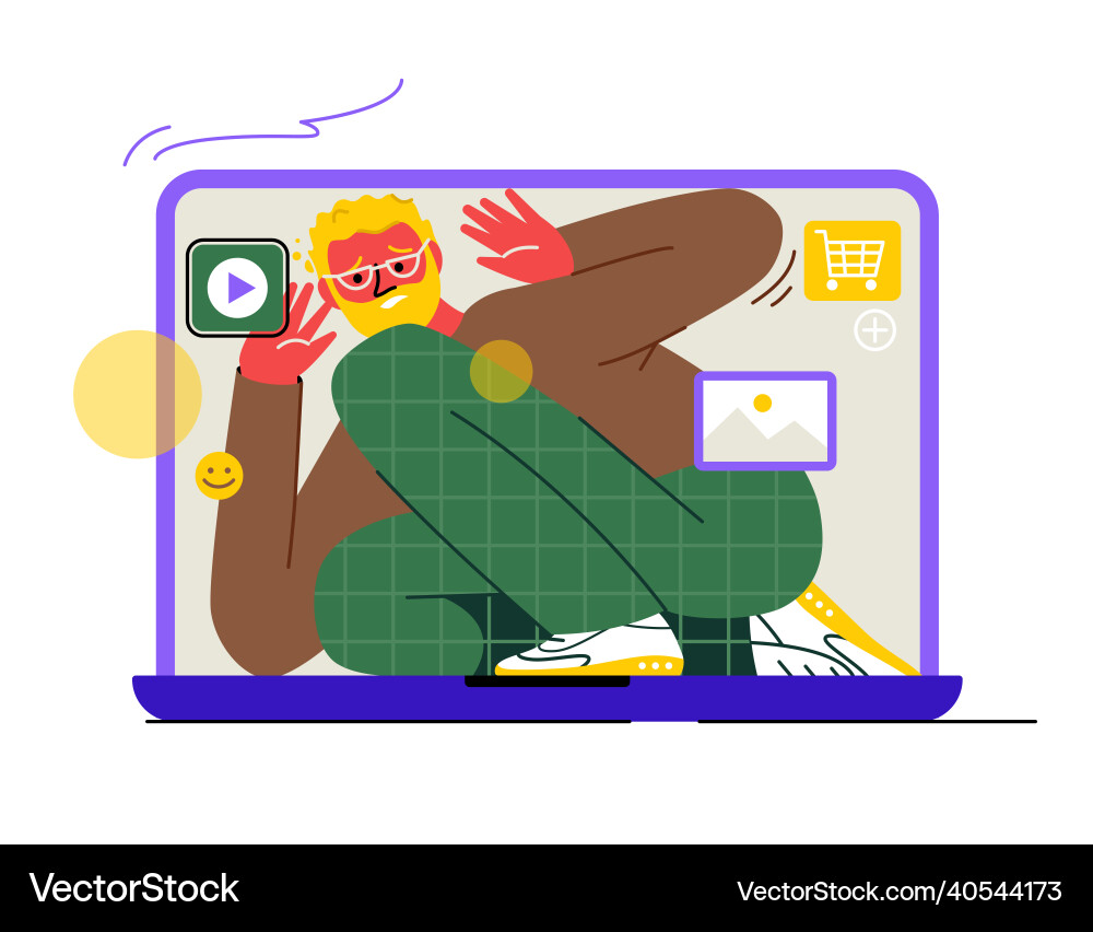Digital Overload: Trapped in Tech vector image