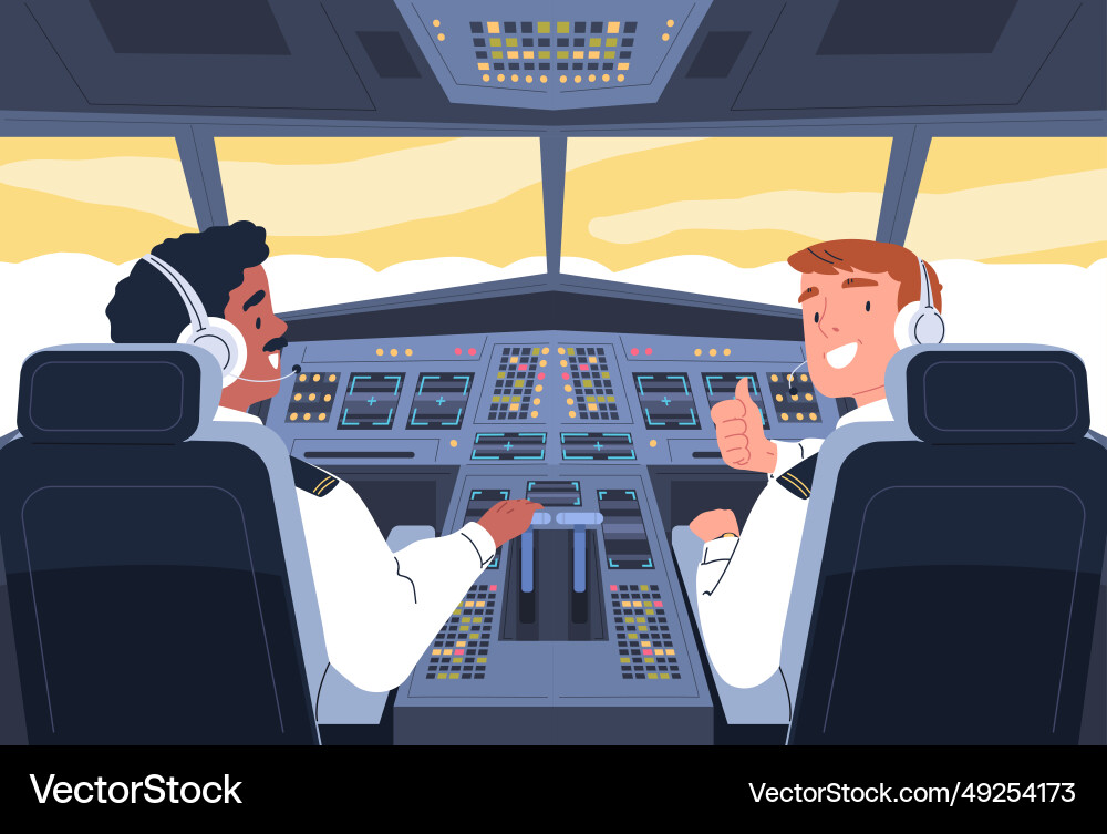 Flugzeug Cockpit Flugbesatzung im Flugzeug Flugzeug Cockpit Flugbesatzung im Flugzeug vektorbild