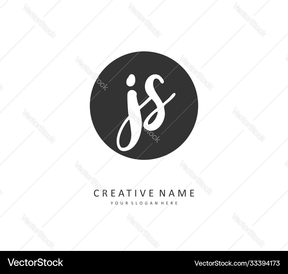 J s js initial letter handwriting and signature vector image