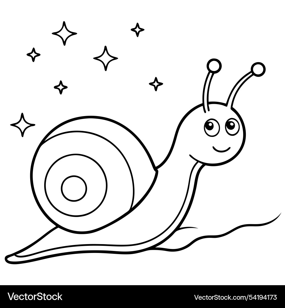 Joyful snail with colorful shell and sparkling tra Vector Image