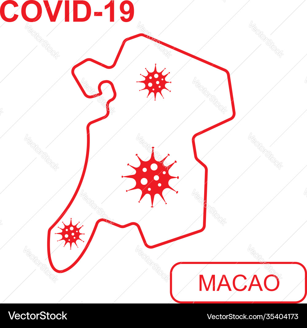 Landkarte macao markiert covid-19 weißer Umriss Landkarte macao markiert covid-19 weißer Umriss vektorbild