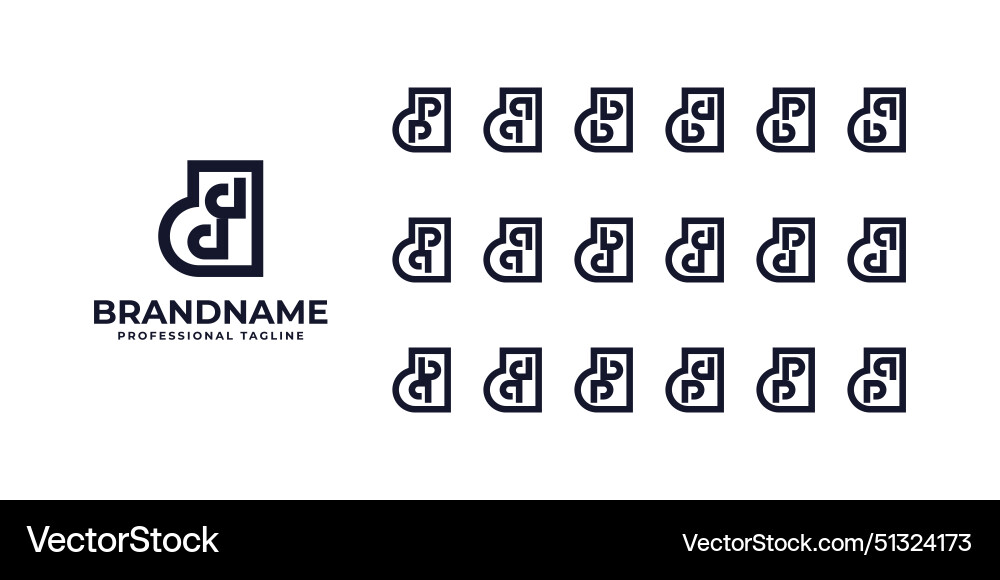 Letters ddd dpp dqq dbb ddb dpb dqb dpq dbd Vector Image