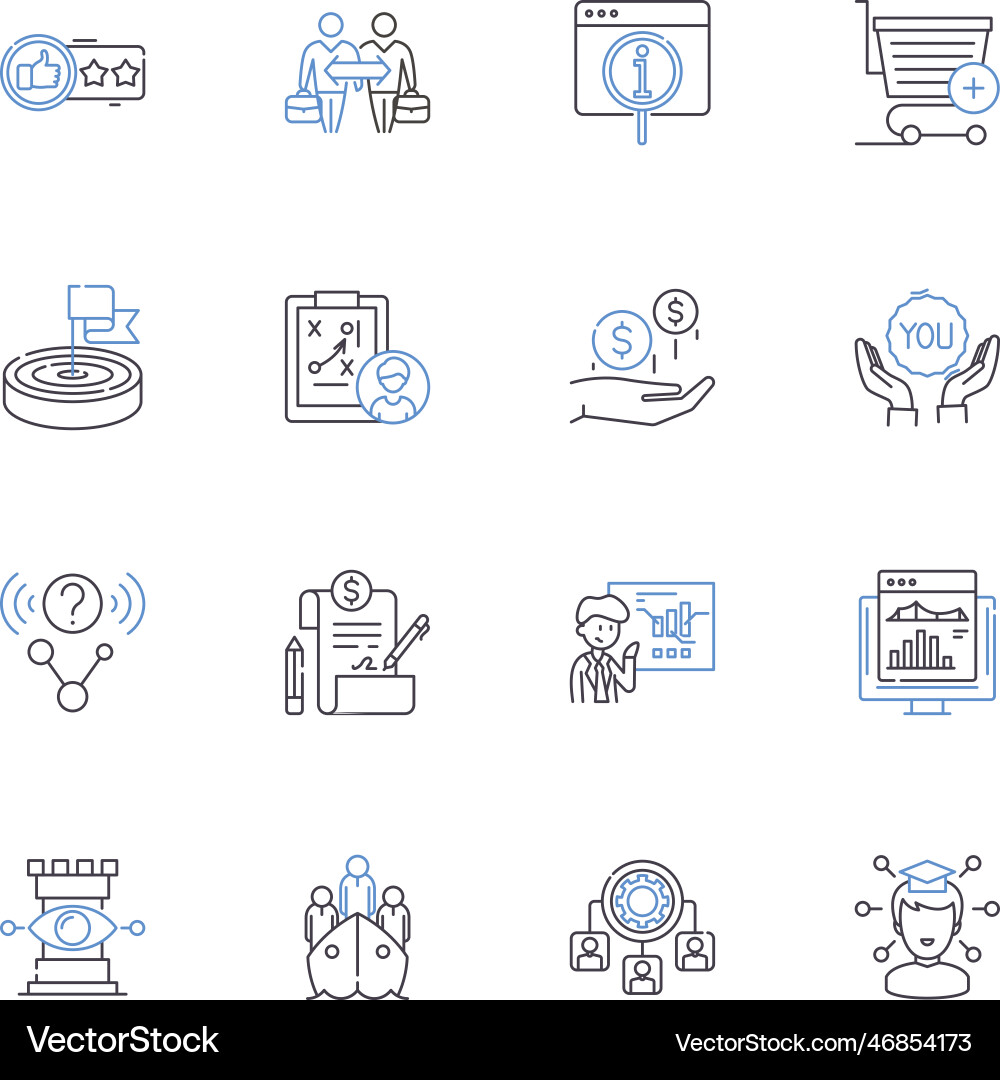 Plot and storyline line icons collection intrigue Plot and storyline line icons collection intrigue vector image